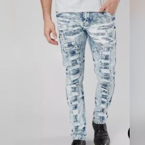 Distressed Stretch Paint Skinny Jeans